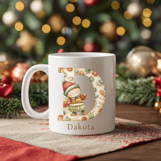 Persoonlijke Kerst D Initiële Monogram Koffiemok