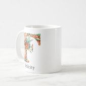 Persoonlijke Kerst Elf Monogram Initiaal F Koffiemok (Voorkant links)