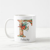 Persoonlijke Kerst Elf Monogram Initiaal F Koffiemok (Links)