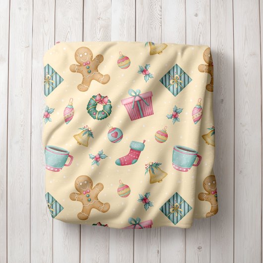 Persoonlijke kerst fleece deken met gemberkoek the