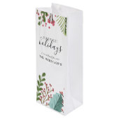 Persoonlijke Kerst Foliage Wijn Cadeautas (Achterkant Gekanteld)
