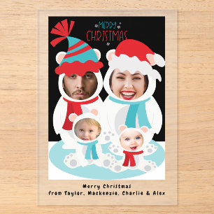 Persoonlijke Kerst Foto Familie van Ijsberen Acryl Uitnodigingen