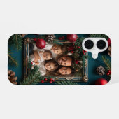 Persoonlijke Kerst Foto Frame Denneappels iPhone 16 Hoesje (Achterkant horizontaal)