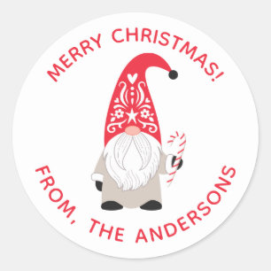 Persoonlijke Kerst Gnome Ronde Sticker