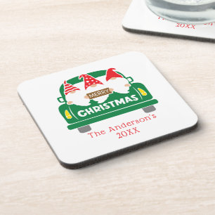 Persoonlijke Kerst Gnome Truck Kerstmis Bier Onderzetter