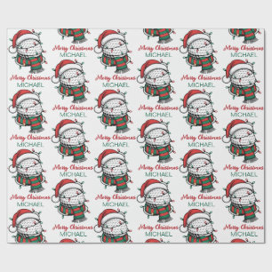 Persoonlijke Kerst Golfbal Met Kerstmannenhoed Cadeaupapier