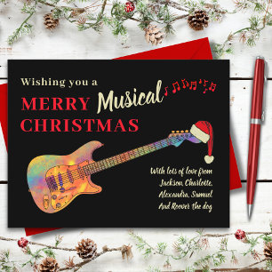 Persoonlijke Kerst Guitar Retro Groovy Feestdagenkaart