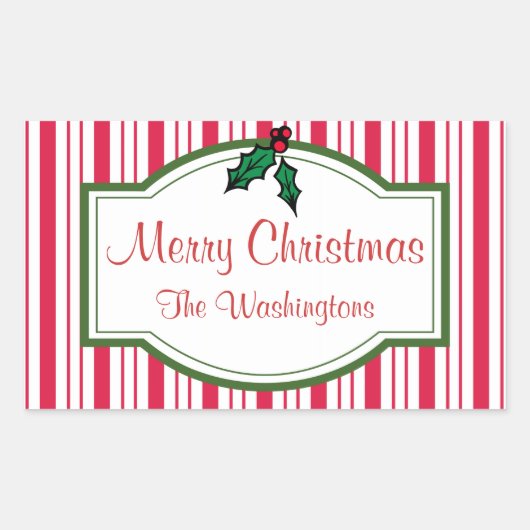 Persoonlijke Kerst Holly Cadeaubonnetje Stickers (Voorkant)