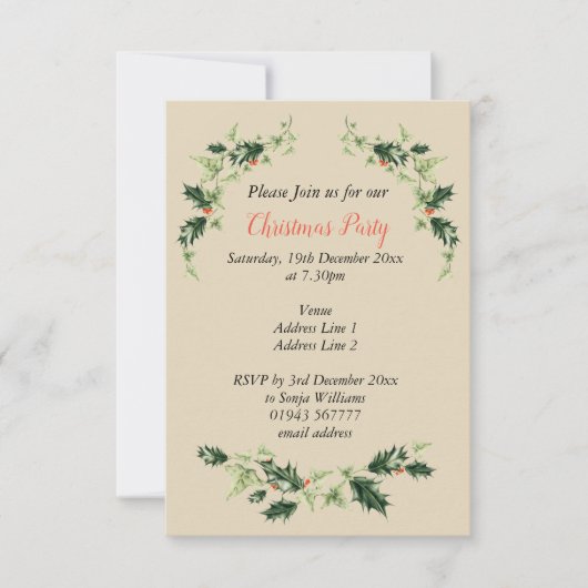 Persoonlijke,  kerst in Holly en Ivy Kaart (Voorkant)