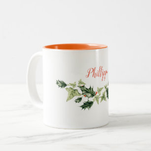 Persoonlijke,  kerst in Holly en Ivy Tweekleurige Koffiemok