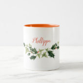 Persoonlijke,  kerst in Holly en Ivy Tweekleurige Koffiemok (Center)