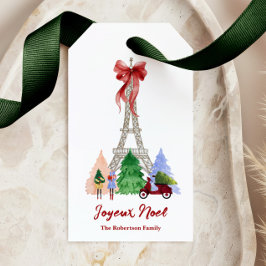 Persoonlijke Kerst in Parijs met Eiffeltoren Cadeaulabel