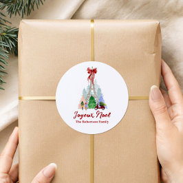 Persoonlijke Kerst in Parijs met Eiffeltoren Ronde Sticker