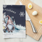 Persoonlijke Kerst Kabouters in Waterverf Theedoek (Quarter Fold)