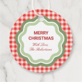 Persoonlijke Kerst Kado Kerstdagen Rode Gingham Kl Bedankjes Labels (Voorkant)