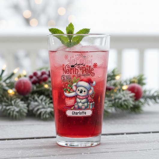 Persoonlijke Kerst Koala Naam Cadeau Glas