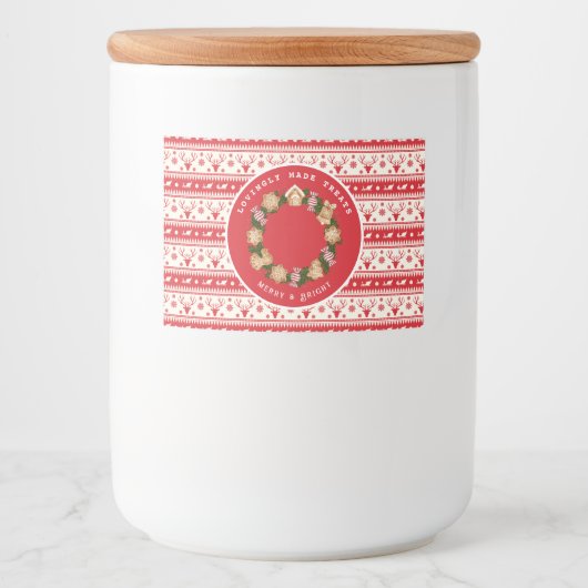 Persoonlijke Kerst Krans Sticker van Gemberkoek (Voorkant)