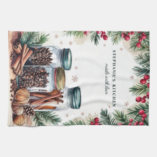 Persoonlijke Kerst Kruidpotten Theedoek (Horizontaal)