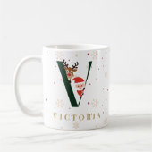 Persoonlijke Kerst Monogram V Mok (Links)