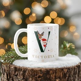 Persoonlijke Kerst Monogram V Mok