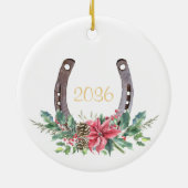 Persoonlijke Kerst Paard Foto Keramisch Ornament (Achterkant)