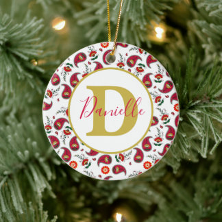 Persoonlijke kerst paisley keramisch ornament