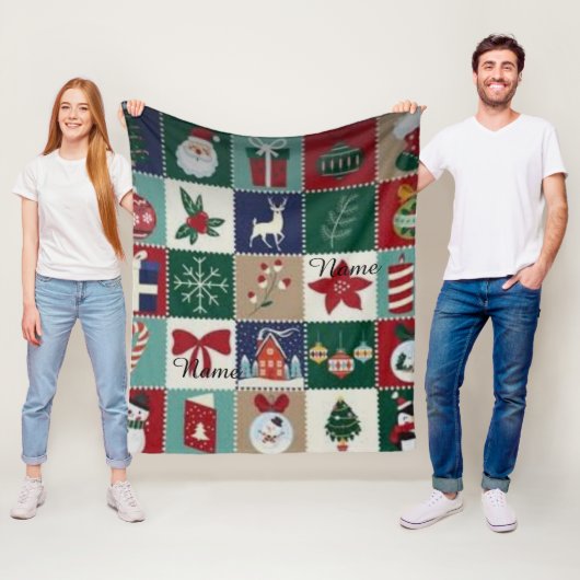 Persoonlijke Kerst Patchwork Fleece Deken w (In situ)