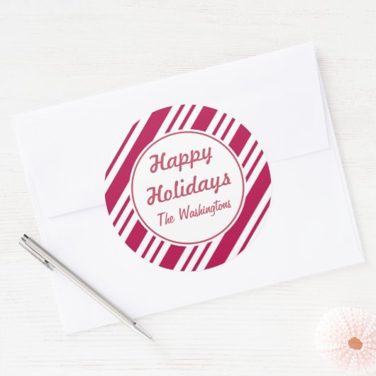 Persoonlijke Kerst Pepermunt Vakantie Stickers (Envelop)