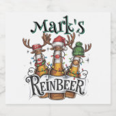 Persoonlijke Kerst Reinbeer Bier Etiket (Enkel label)