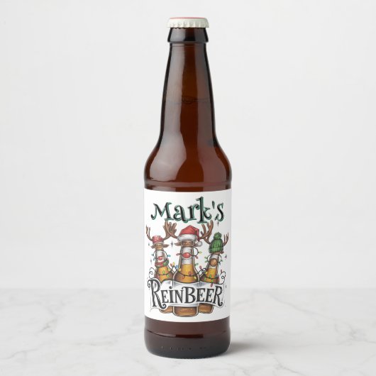 Persoonlijke Kerst Reinbeer Bier Etiket (Voorkant)