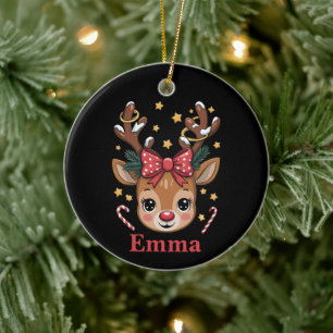 Persoonlijke Kerst Reindeer Meisjes Familie Kerstm Keramisch Ornament