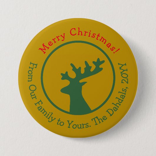 Persoonlijke Kerst Reindeer Ronde Button 7,6 Cm (Voorkant)