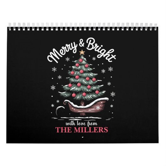 Persoonlijke Kerst slee Kerstboom Merry & Bright Kalender (Hoes)