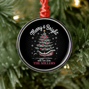 Persoonlijke Kerst slee Kerstboom Merry & Bright Metalen Ornament