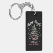 Persoonlijke Kerst slee Kerstboom Merry & Bright Sleutelhanger (Voorkant Links)
