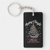 Persoonlijke Kerst slee Kerstboom Merry & Bright Sleutelhanger (Voorkant)