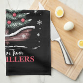 Persoonlijke Kerst slee Kerstboom Merry & Bright Theedoek (Quarter Fold)