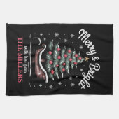 Persoonlijke Kerst slee Kerstboom Merry & Bright Theedoek (Horizontaal)