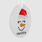 Persoonlijke kerst-sneeuwman met eigen naam ornament (voorkant)
