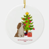 Persoonlijke Kerst Spaniel Hond Keramisch Ornament (Voorkant)