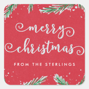 Persoonlijke Kerst stickers rood Glitter Kijk