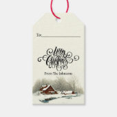 Persoonlijke Kerst thuis winter Cadeaulabel (Voorkant)