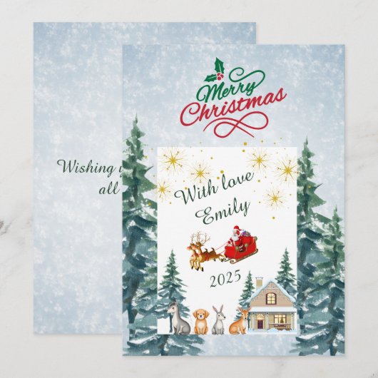 Persoonlijke kerst voor de familie feestdagenkaart (Voorkant / Achterkant)