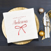 Persoonlijke Kerst voor de Familie - rode lint Servet