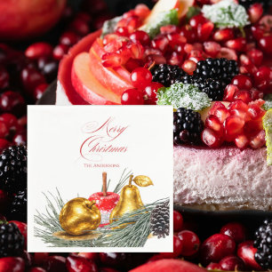 Persoonlijke Kerst Vruchten- en Dennen Cocktaill Servet