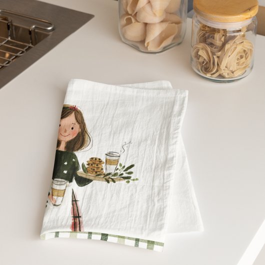 Persoonlijke Kerstbakdame met Kat Theedoek