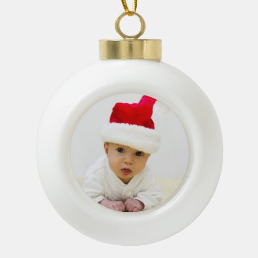 Persoonlijke kerstbal-fotoversiering keramische bal ornament (Voorkant)