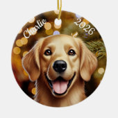 Persoonlijke Kerstbal Gouden Retriever Keramisch Ornament (Voorkant)