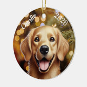 Persoonlijke Kerstbal Gouden Retriever Keramisch Ornament (Links)