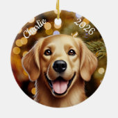 Persoonlijke Kerstbal Gouden Retriever Keramisch Ornament (Achterkant)